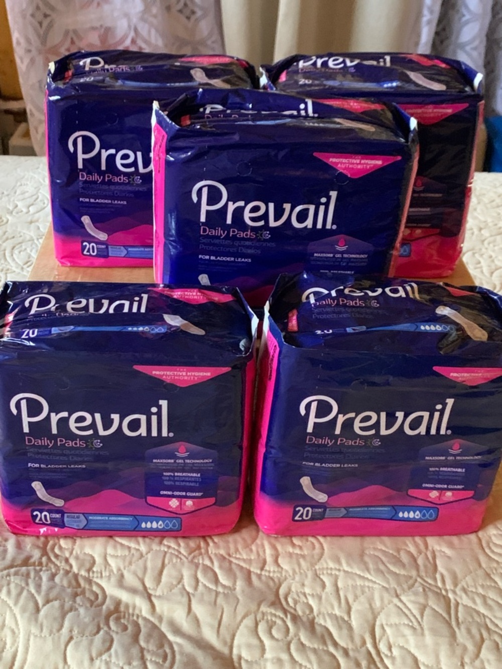 (5) Prevail Daily Pads (20 ct)~SEALED PACKAGES!